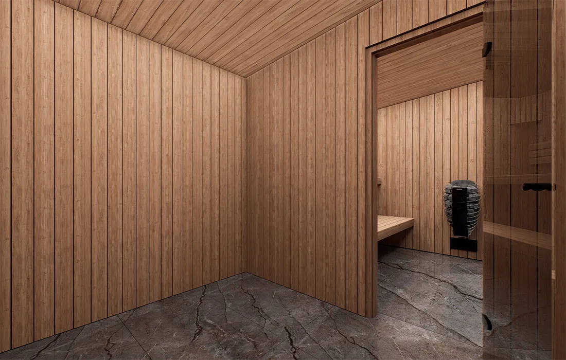 Imperia SR luxury sauna restroom from alternate interior perspective