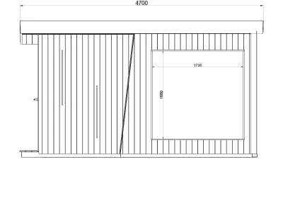 Therma Imperia SP front elevation drawing of luxury garden sauna with shower