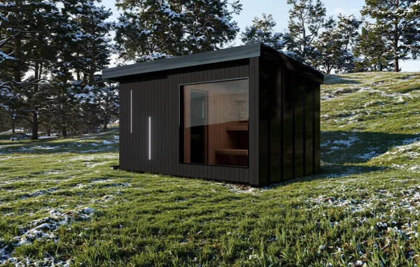 Imperia SR luxury sauna exterior from right front perspective