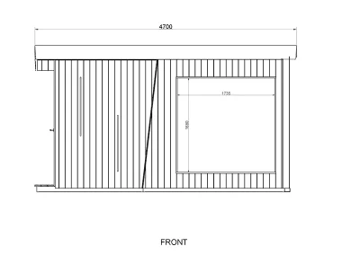 Therma Imperia SR sauna technical drawing front elevation