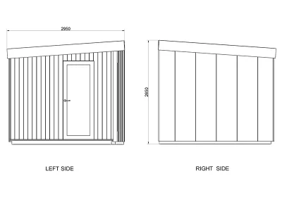 Therma Imperia SR sauna technical drawing left and right elevations